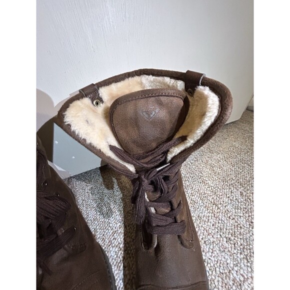 Roxy Bruna Fold Over Fuzzy Combat Boots Chocolate brown 8.5 - Picture 10 of 16